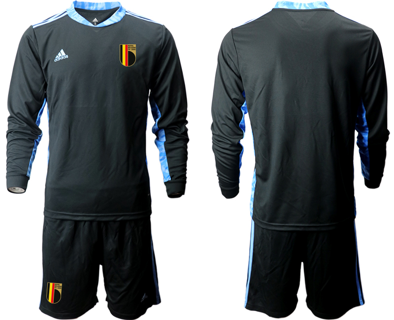 Men 2021 European Cup Belgium black Long sleeve goalkeeper Soccer Jersey